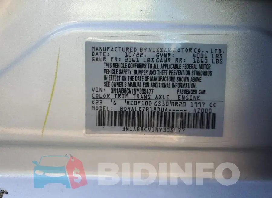 3N1AB8CV1NY305477 Photo# 12