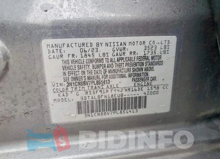 3N1CN8BV7PL851413 Photo# 12