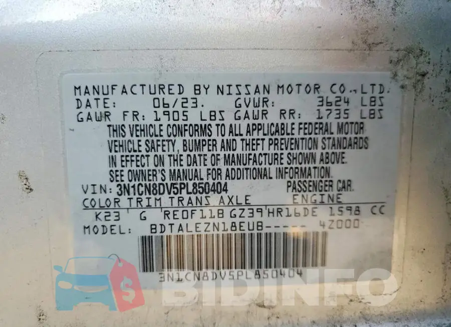 3N1CN8DV5PL850404 Photo# 13