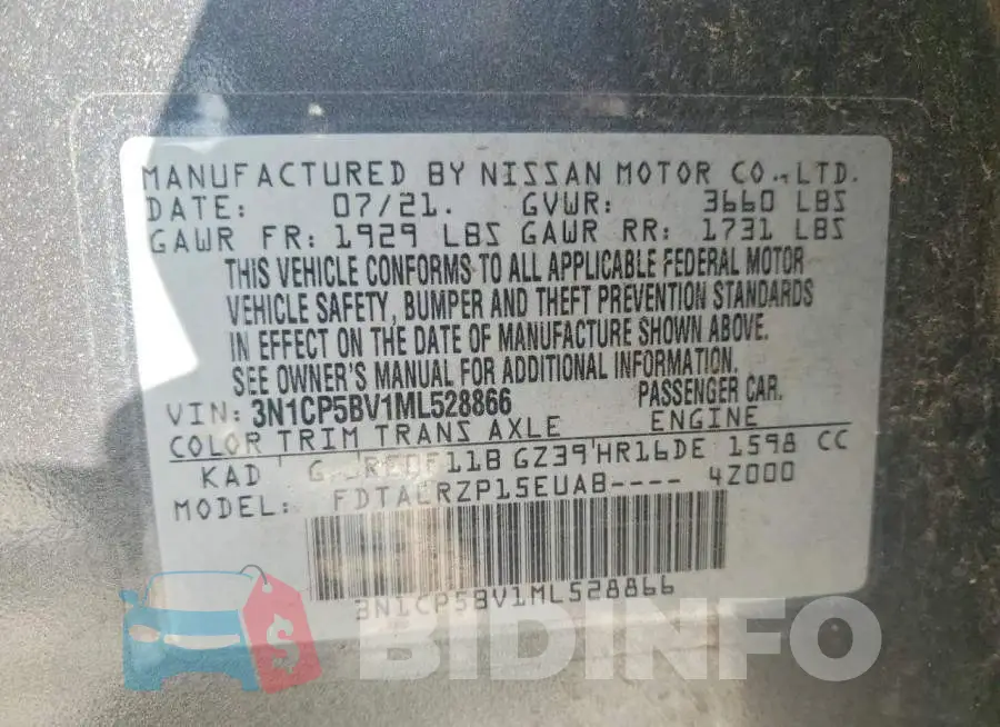 3N1CP5BV1ML528866 Photo# 13