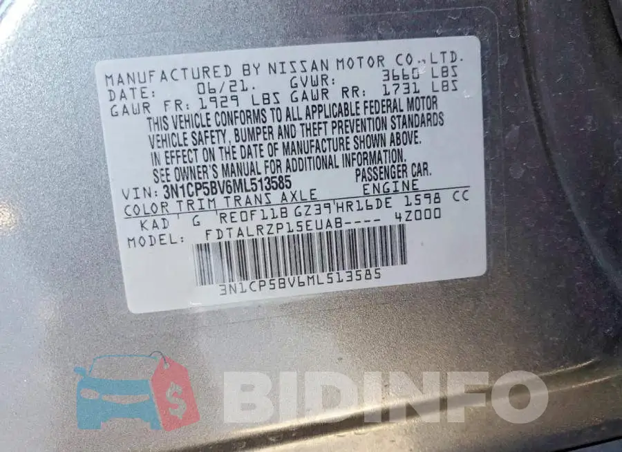 3N1CP5BV6ML513585 Photo# 13
