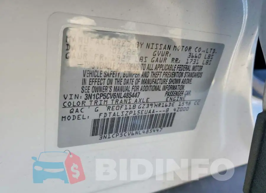 3N1CP5CV6NL485447 Photo# 14