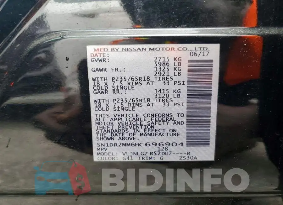 5N1DR2MM6HC696904 Photo# 14