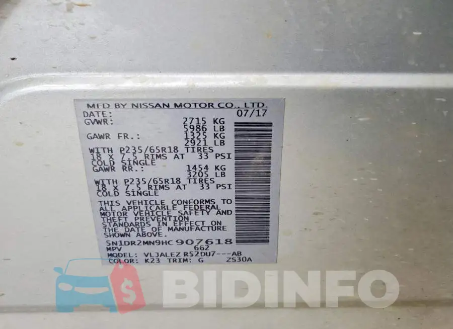 5N1DR2MN9HC907618 Photo# 13