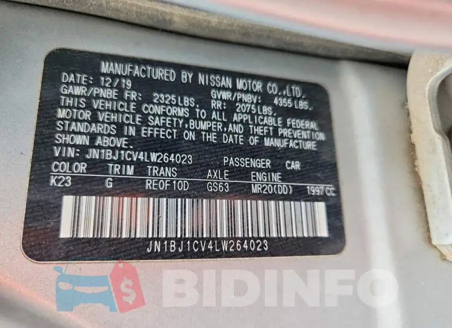 JN1BJ1CV4LW264023 Photo# 13