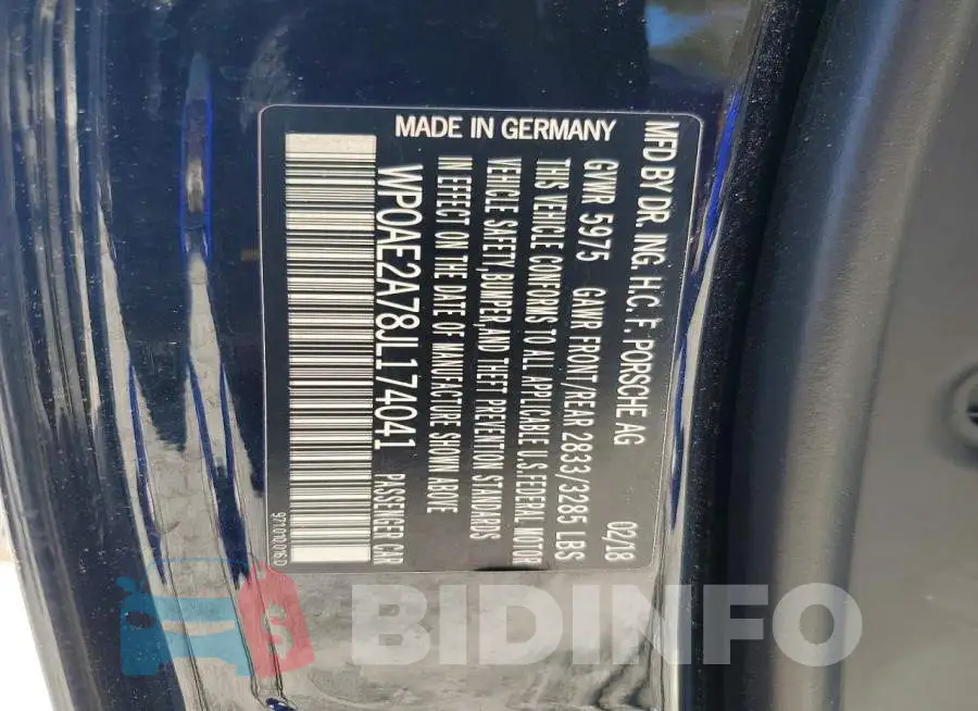 WP0AE2A78JL174041 Photo# 12