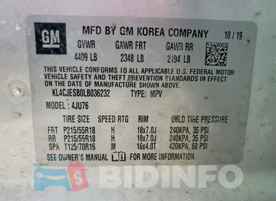 KL4CJESB0LB036232 Photo# 13