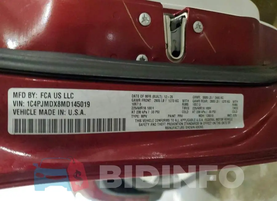 1C4PJMDX8MD145019 Photo# 13