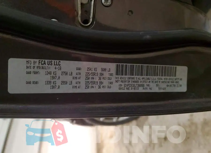 3C4PDDEG6JT388968 Photo# 13