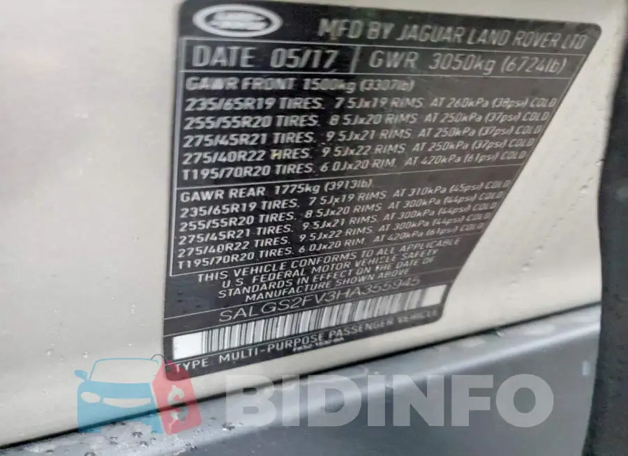 SALGS2FV3HA355945 Photo# 14