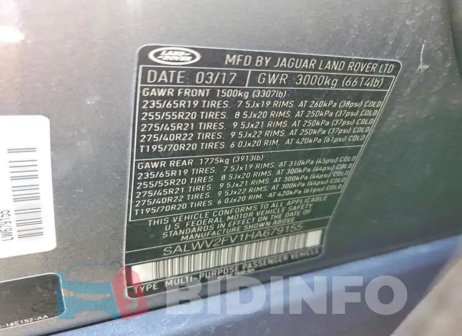 SALWV2FV1HA679155 Photo# 13