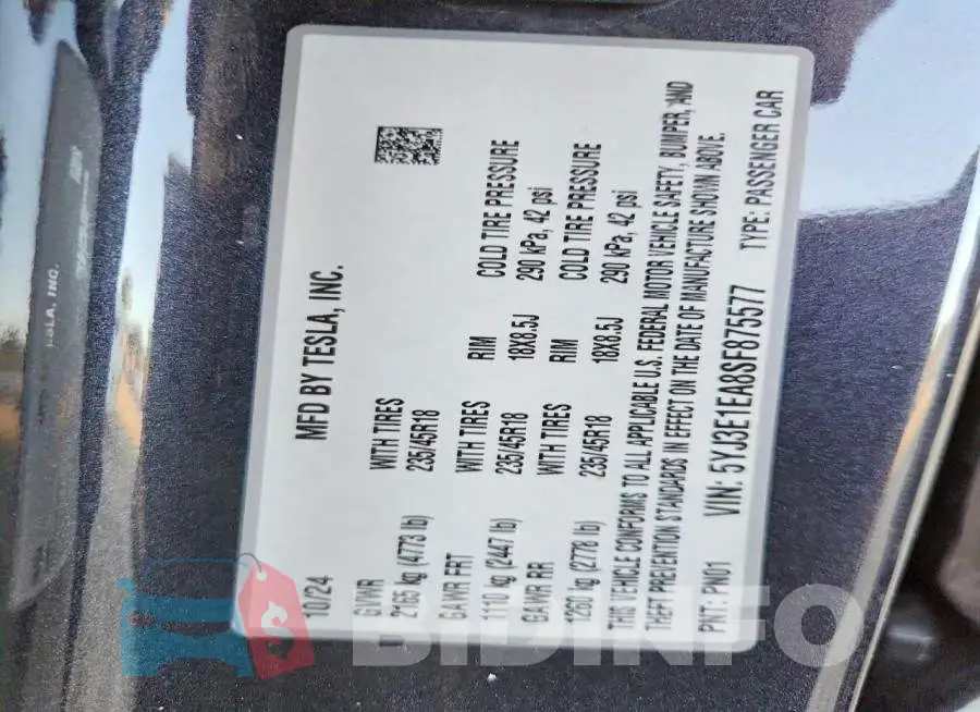 5YJ3E1EA8SF875577 Photo# 12