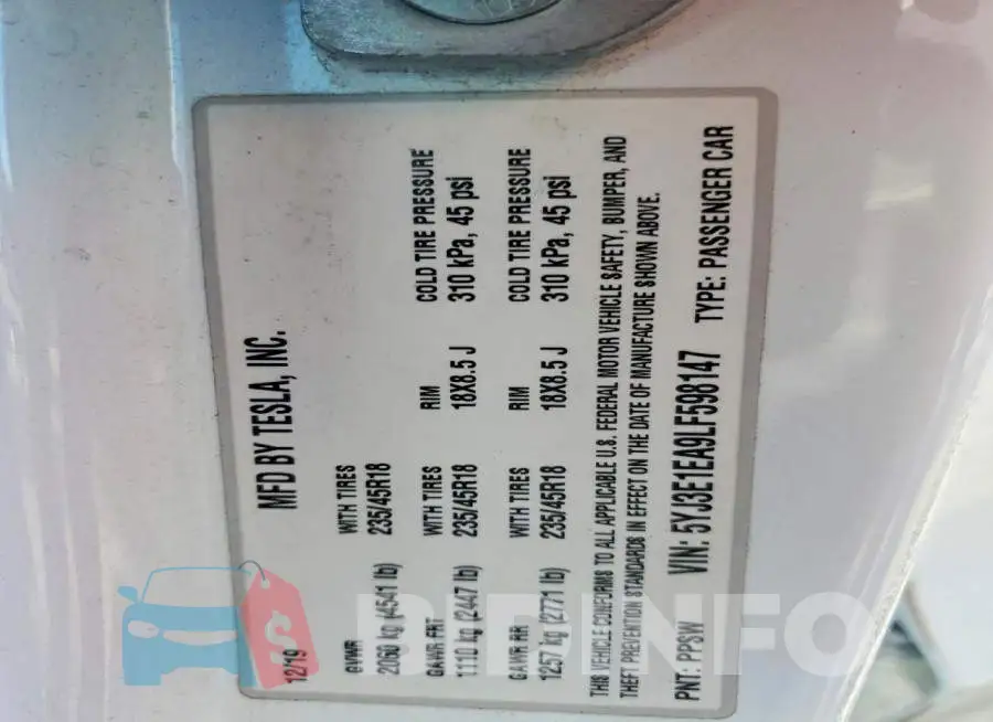 5YJ3E1EA9LF598147 Photo# 12