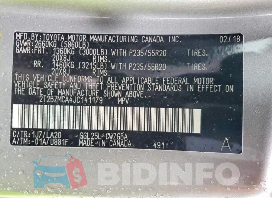 2T2BZMCA4JC141179 Photo# 13