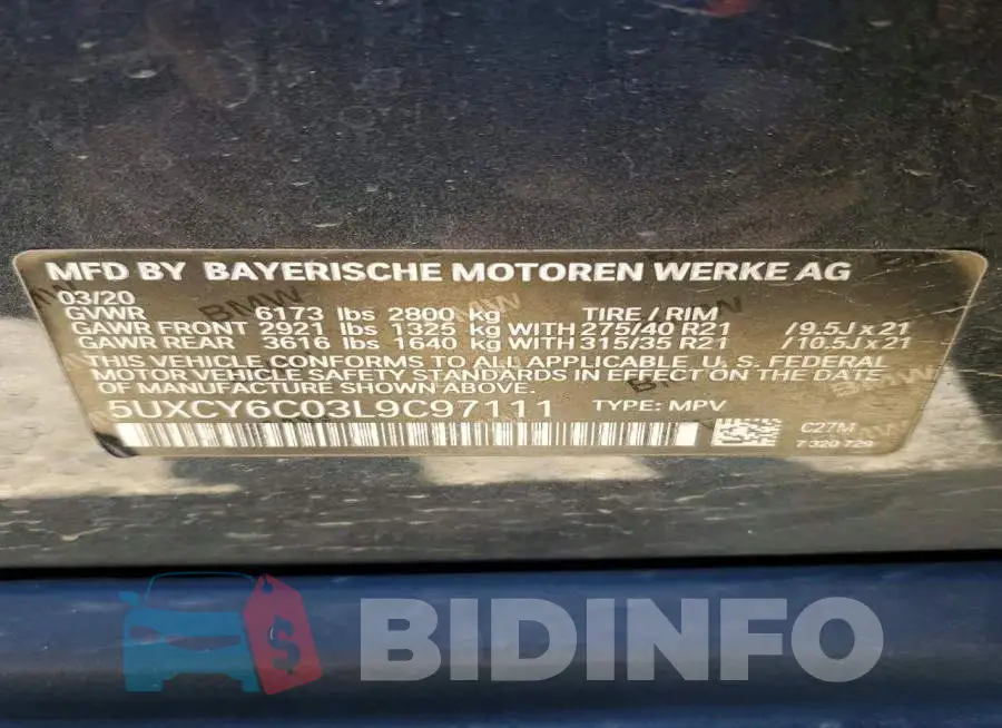 5UXCY6C03L9C97111 Photo# 13