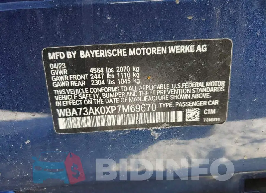 WBA73AK0XP7M69670 Photo# 12