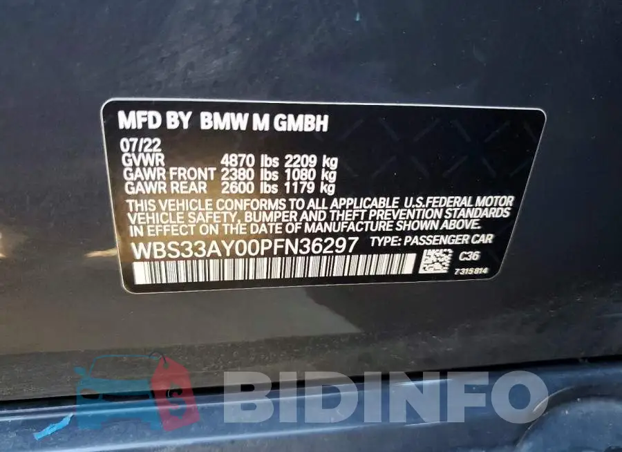 WBS33AY00PFN36297 Photo# 12