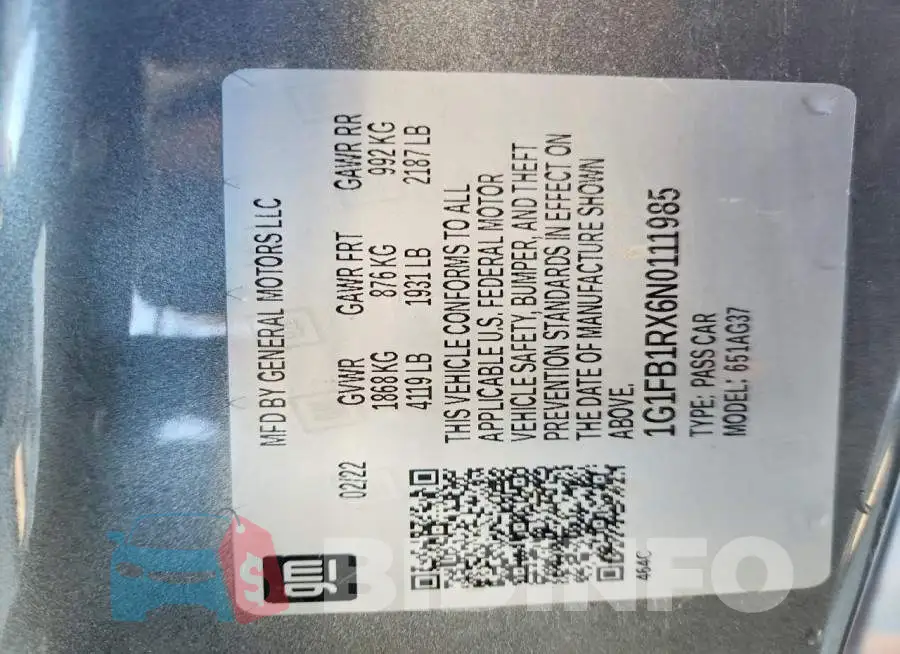 1G1FB1RX6N0111985 Photo# 12
