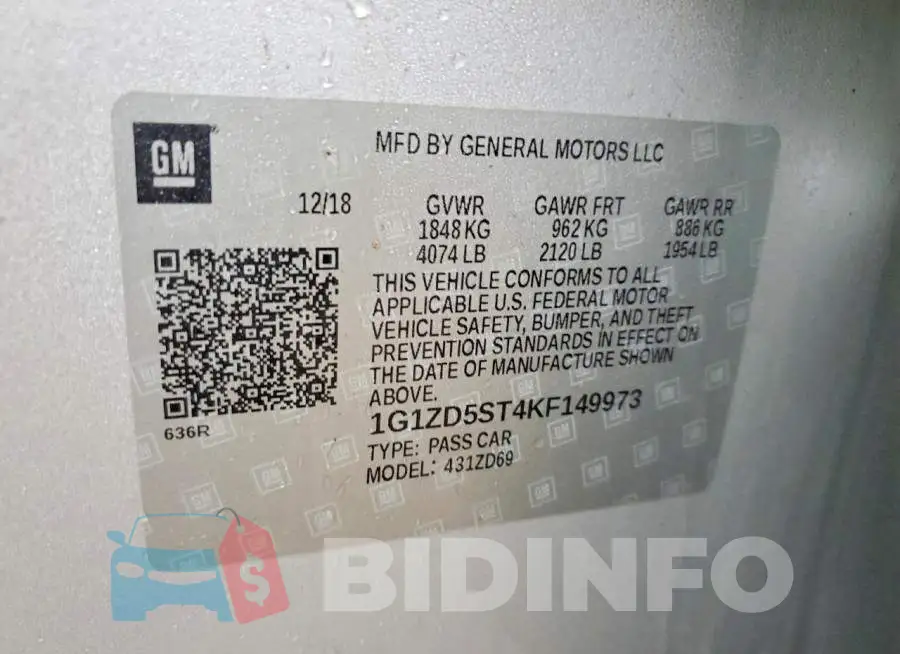 1G1ZD5ST4KF149973 Photo# 12