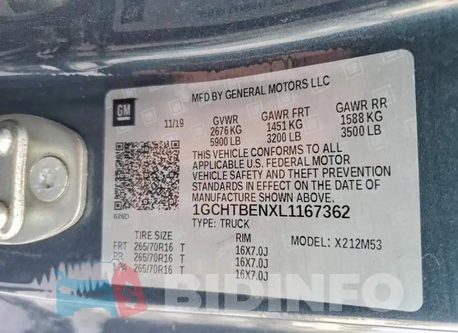 1GCHTBENXL1167362 Photo# 12