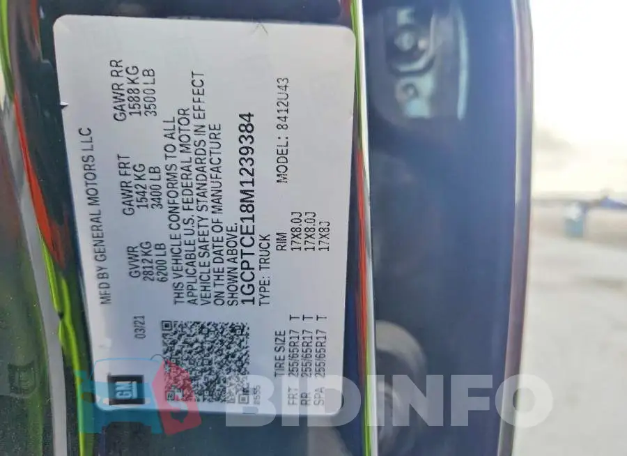 1GCPTCE18M1239384 Photo# 12