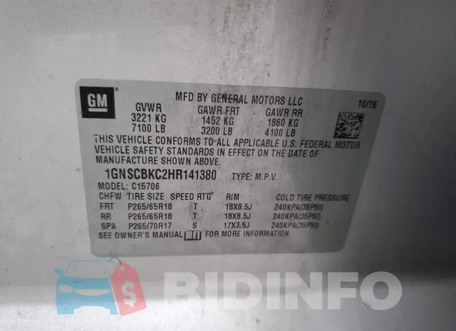 1GNSCBKC2HR141380 Photo# 13