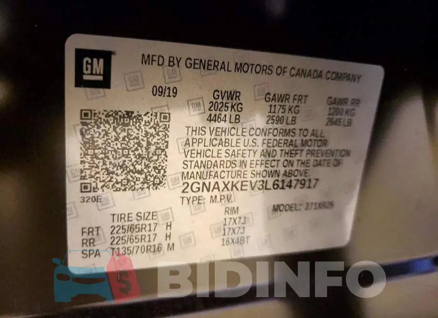 2GNAXKEV3L6147917 Photo# 13