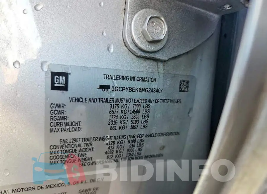 3GCPYBEK6MG243407 Photo# 12