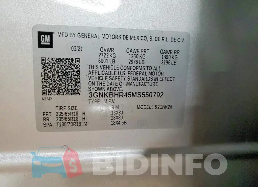 3GNKBHR45MS550792 Photo# 12