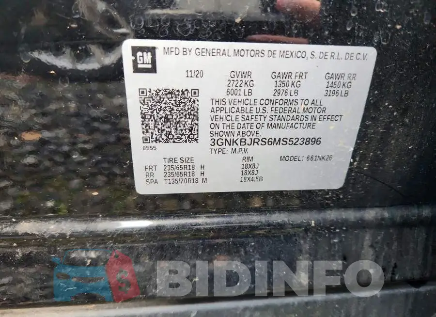 3GNKBJRS6MS523896 Photo# 12
