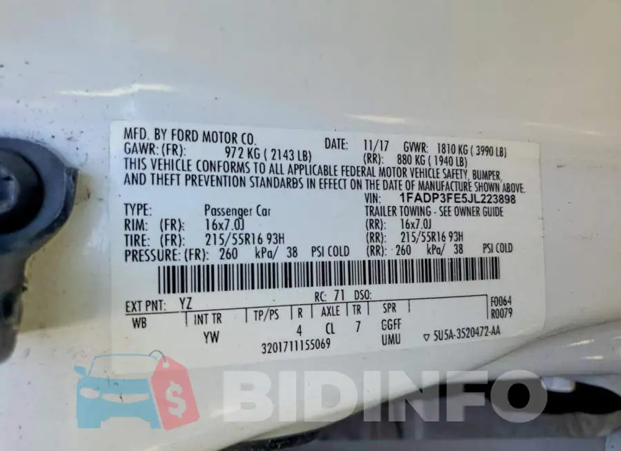 1FADP3FE5JL223898 Photo# 12