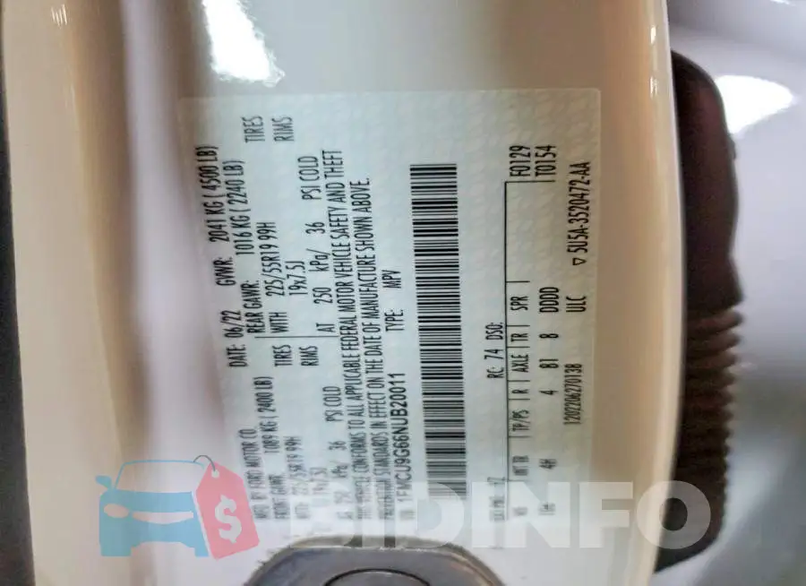 1FMCU9G66NUB20011 Photo# 14