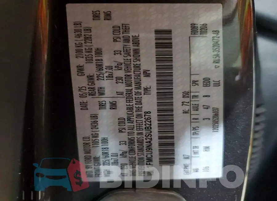 1FMCU9NA2SUB22678 Photo# 13