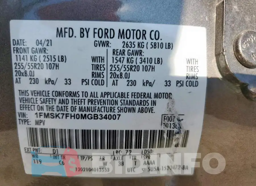 1FMSK7FH0MGB34007 Photo# 13