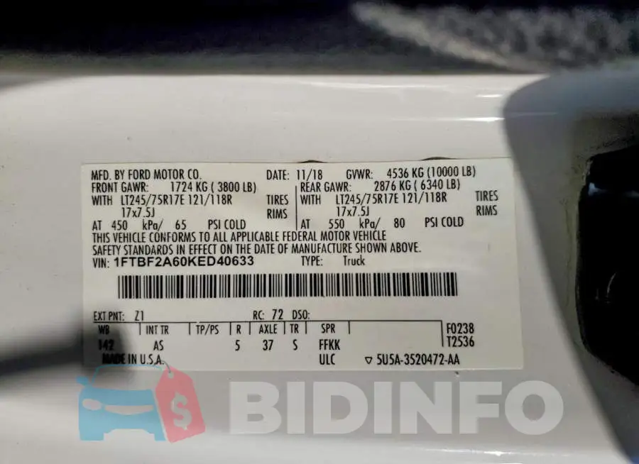 1FTBF2A60KED40633 Photo# 12