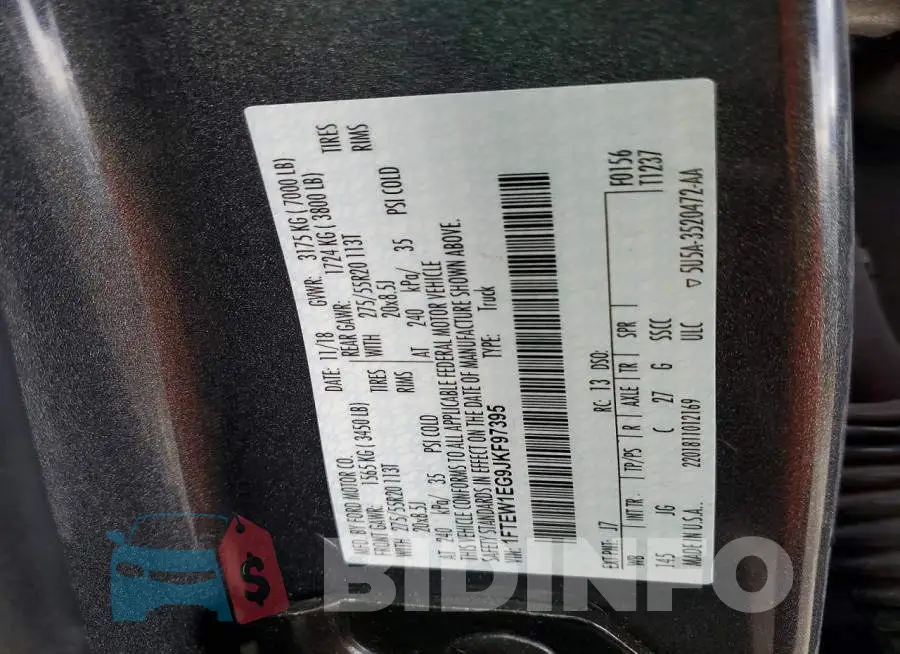 1FTEW1EG9JKF97395 Photo# 12