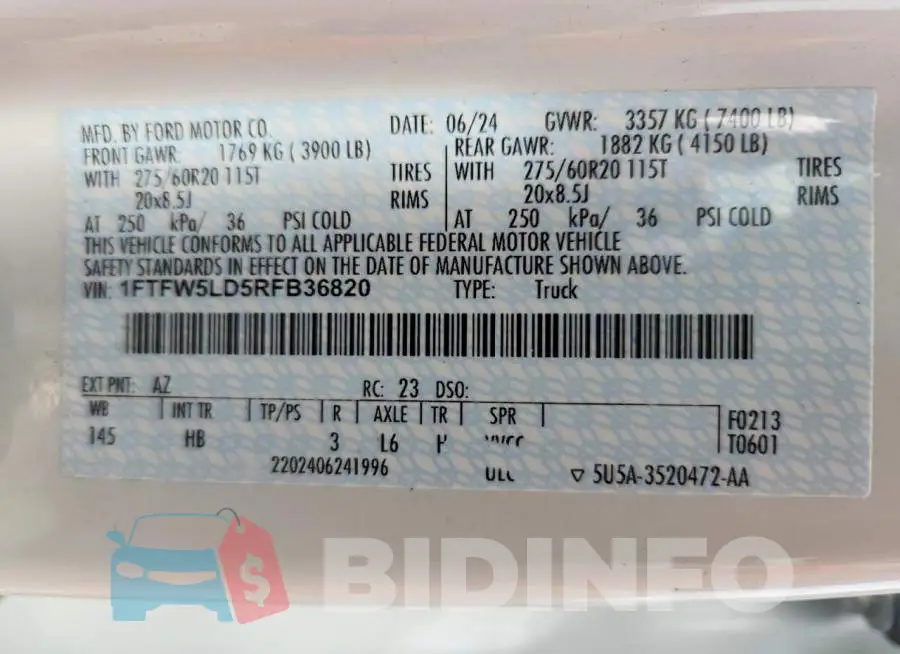 1FTFW5LD5RFB36820 Photo# 12