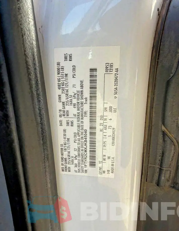 1FTYR2CMXJKB45040 Photo# 10