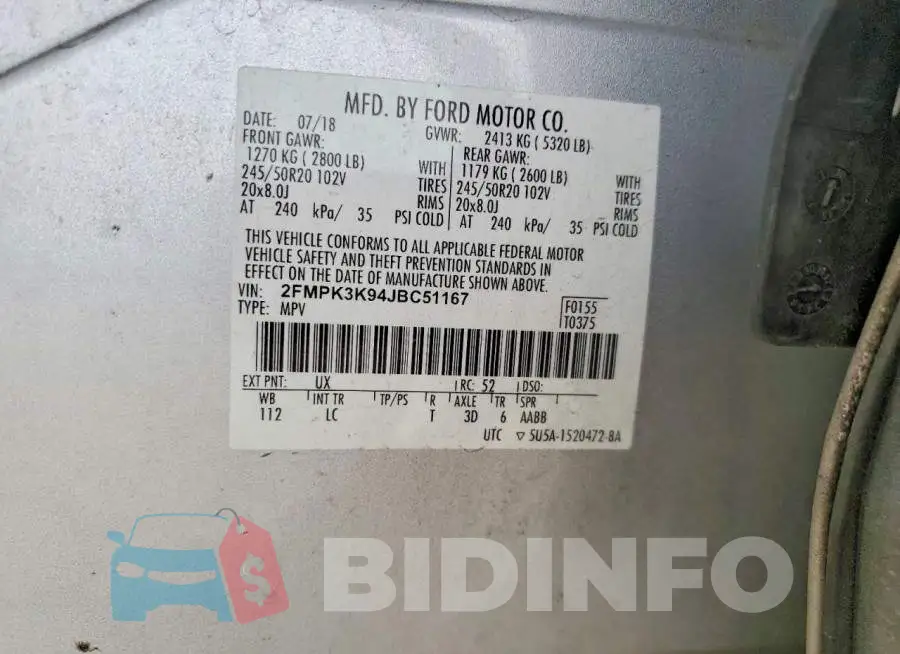 2FMPK3K94JBC51167 Photo# 14
