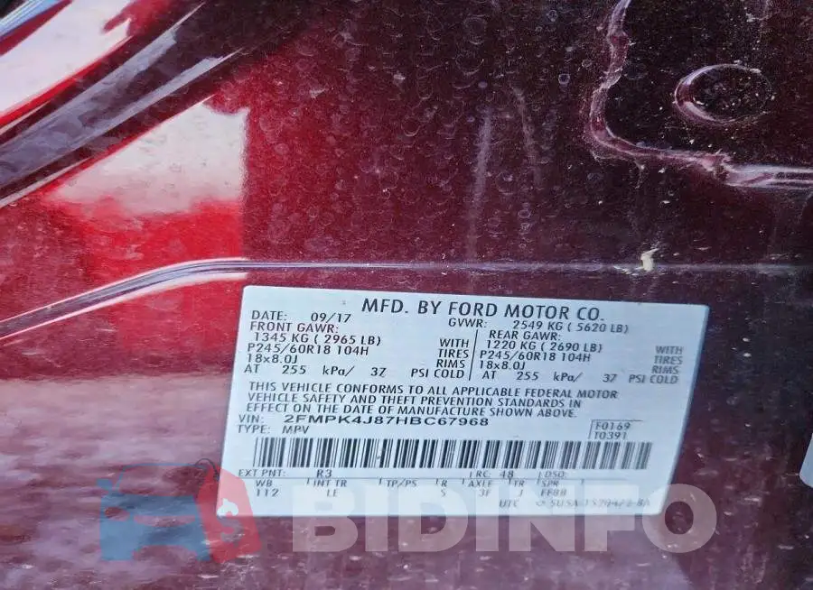 2FMPK4J87HBC67968 Photo# 13