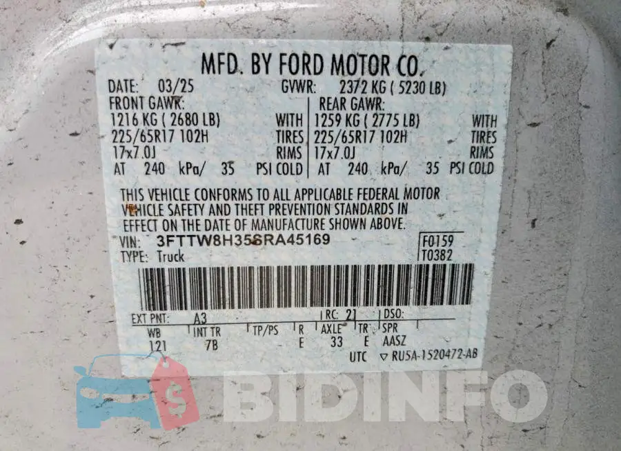 3FTTW8H35SRA45169 Photo# 12