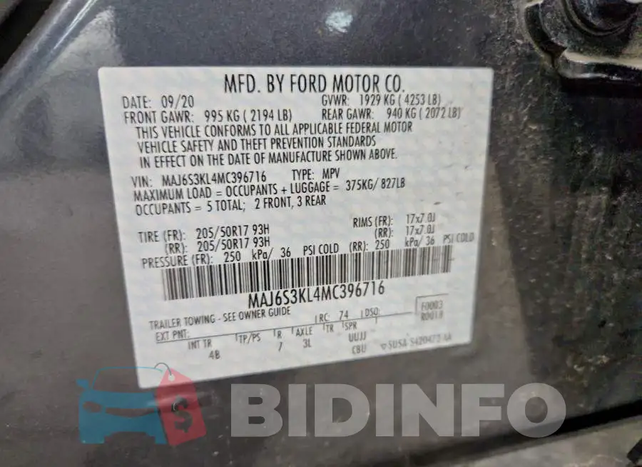MAJ6S3KL4MC396716 Photo# 13