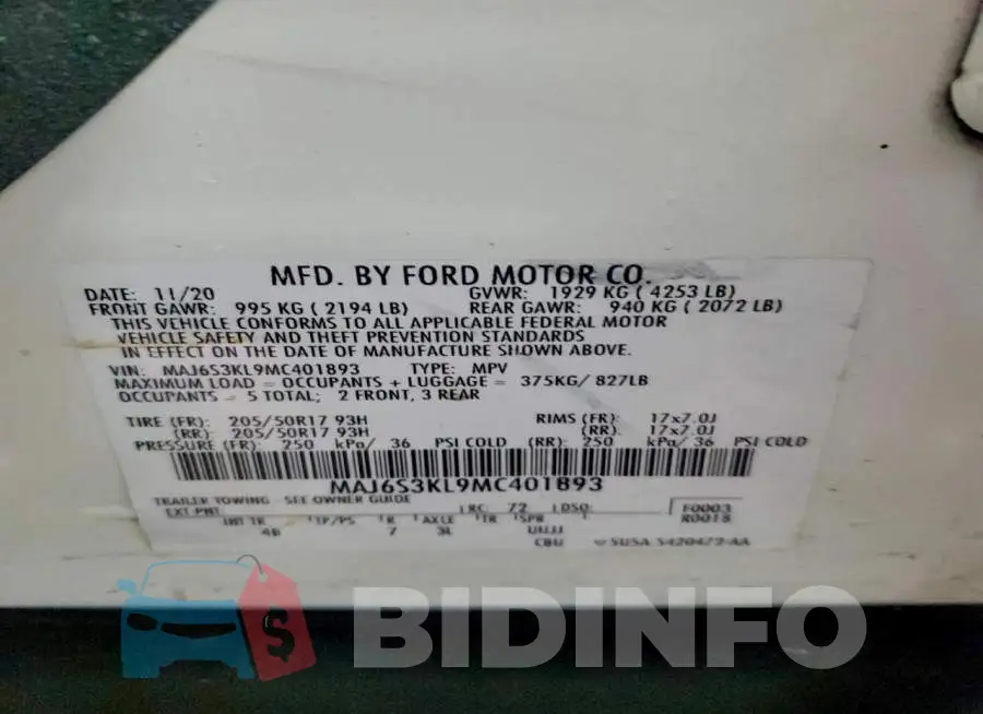 MAJ6S3KL9MC401893 Photo# 13