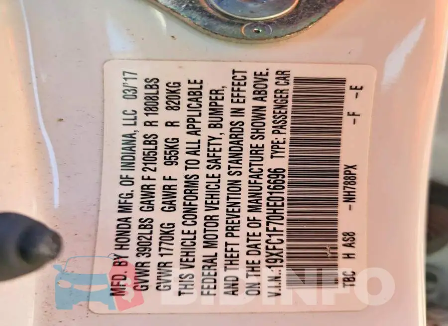 19XFC1F70HE016696 Photo# 13