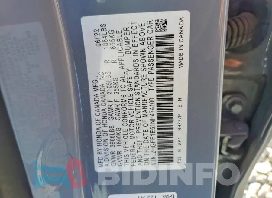 2HGFE1E51NH474100 Photo# 12