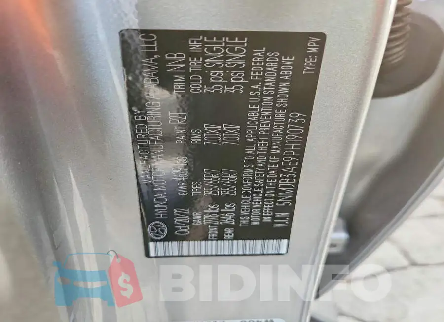 5NMJB3AE9PH190739 Photo# 14