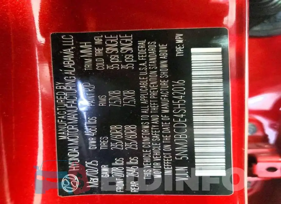 5NMJBCDE4SH542016 Photo# 14