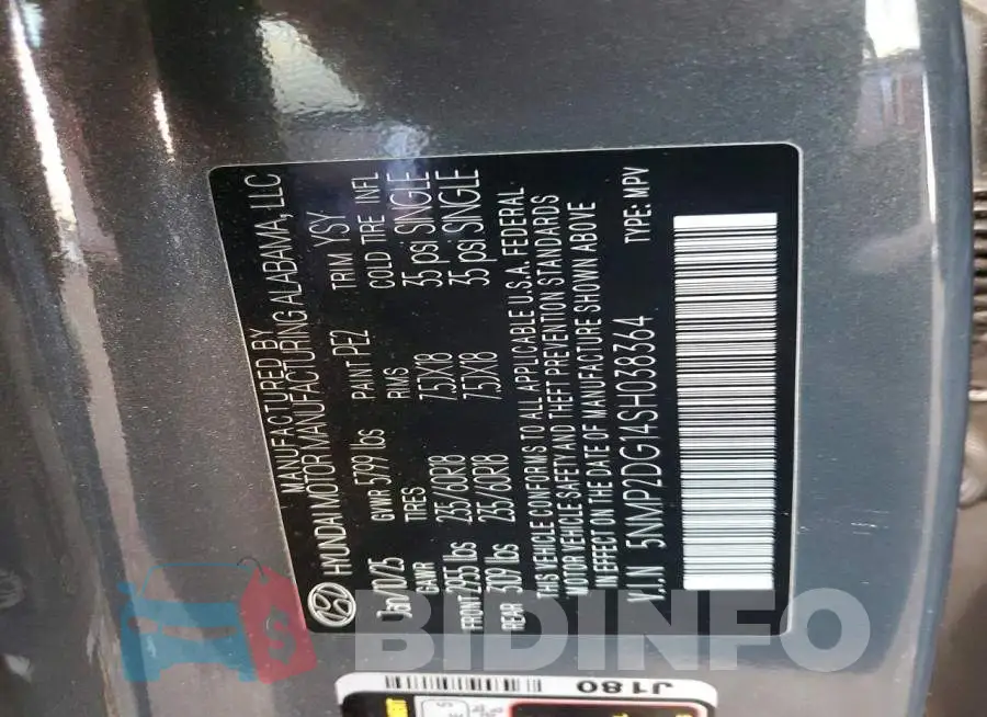 5NMP2DG14SH038364 Photo# 13
