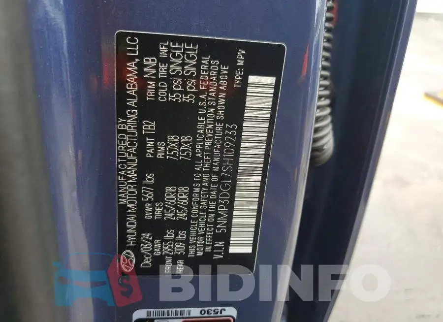 5NMP3DGL7SH109233 Photo# 13