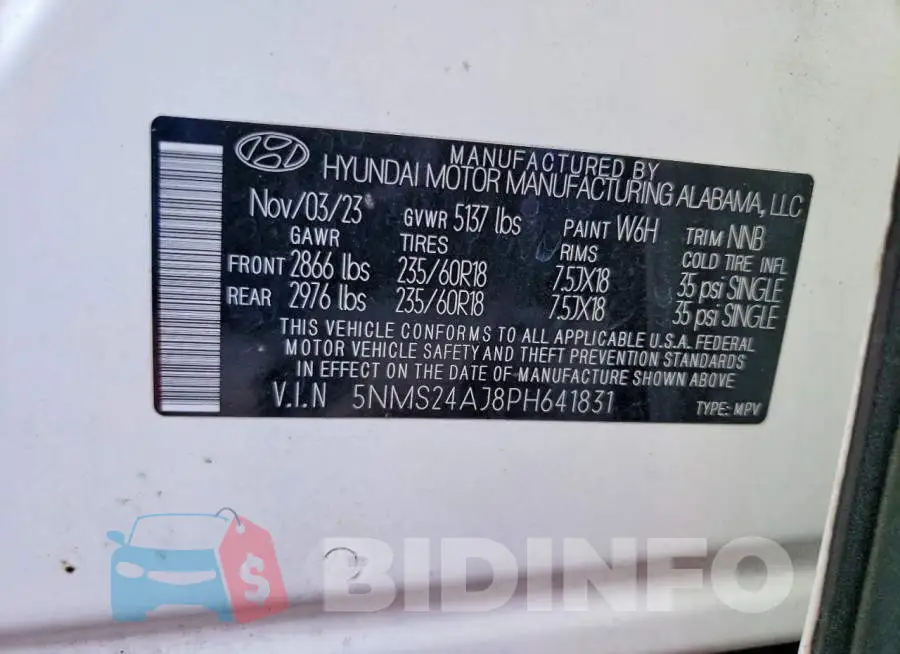 5NMS24AJ8PH641831 Photo# 13